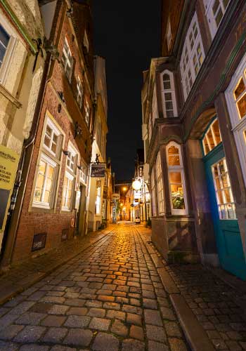 Bremer Schnoor bei Nacht